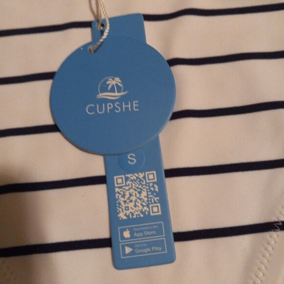 Cupshe Small Stripe Hipster Bikini Bottom-Lace Up Tie Detail-Lined-Navy-NEW - Picture 8 of 9